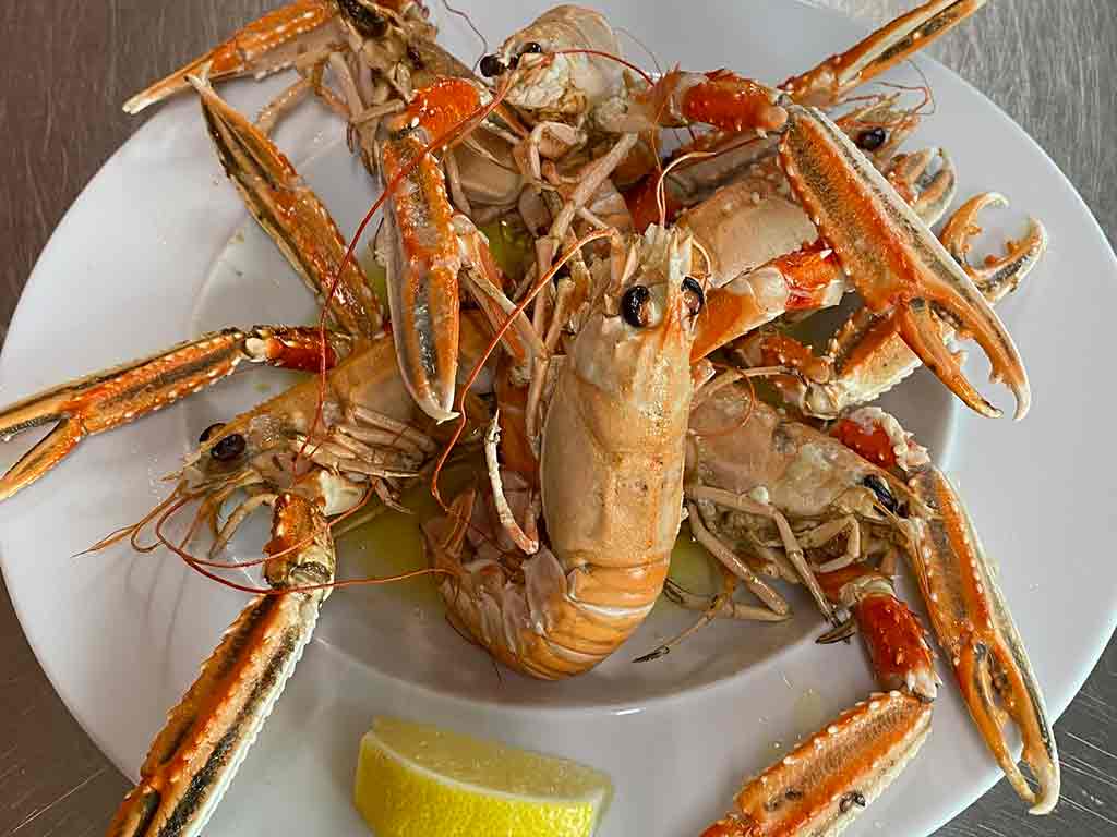 FOOD 19 A large plate of langoustines